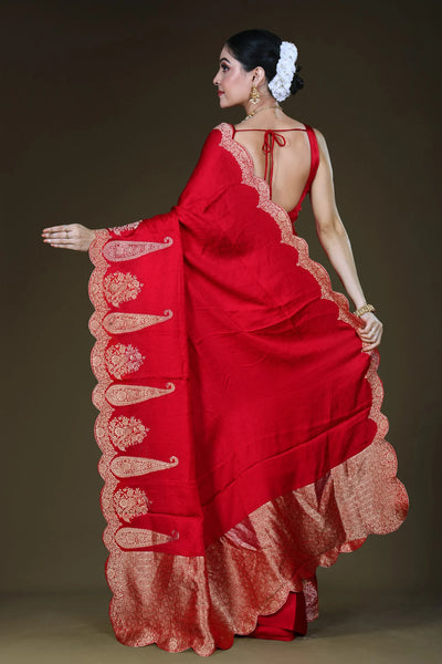 Red and Gold Soft Mashru Silk Saree