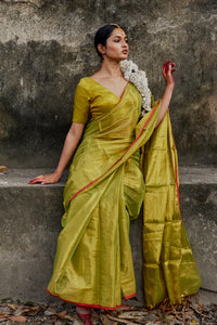 Neon Green Tissue Saree