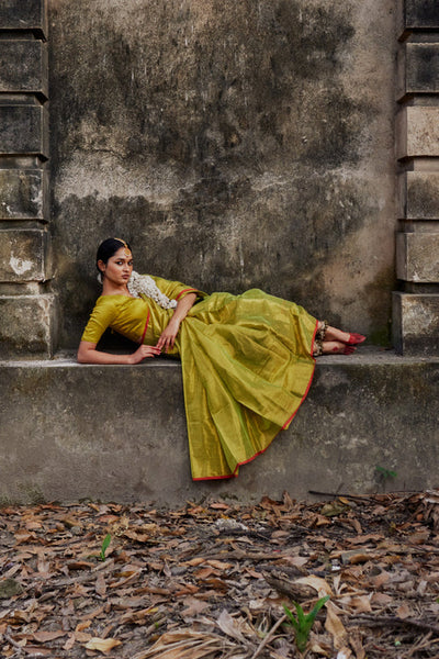 Neon Green Tissue Saree
