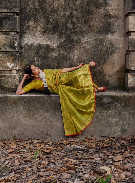 Neon Green Tissue Saree