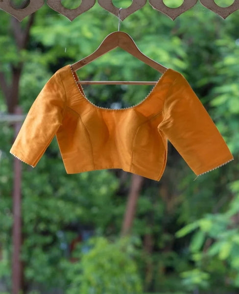 Readymade Mustard And Gold Blouse Made Of Art Silk