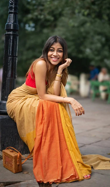 Gingerbread Handloom Woven Lightweight Cotton Sarees