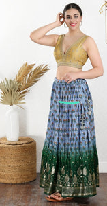 Readymade Mulbury Silk Padded Back Open Sleeveless Gold Saree Blouse