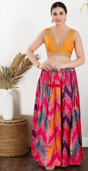 Readymade Mulbury Silk Padded Back Open Sleeveless Mustard Saree Blouse