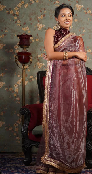 Coke Glass Tissue Banno Saree