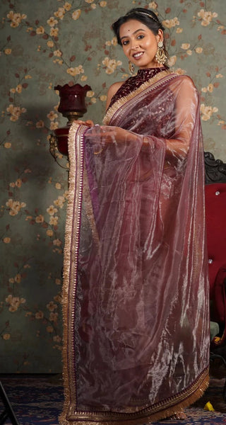 Coke Glass Tissue Banno Saree