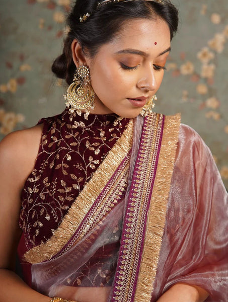 Coke Glass Tissue Banno Saree