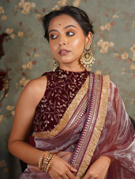 Coke Glass Tissue Banno Saree