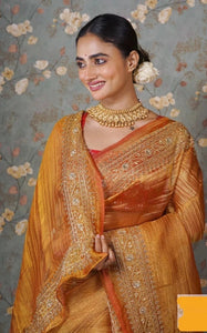 Gold Zari Tissue Saree