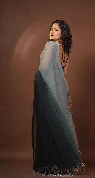 Cloudy Nights Crushed Organza Ombré Saree