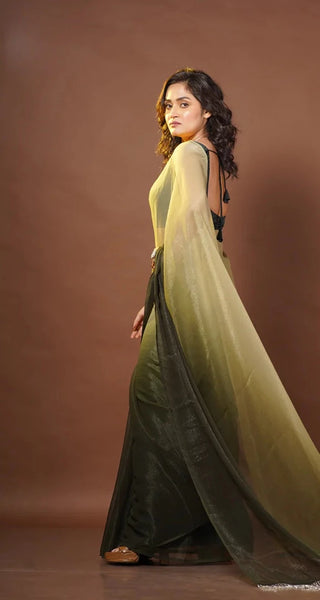 Aam Panna Crushed Organza Ombré Saree