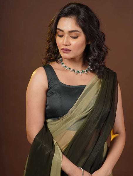 Aam Panna Crushed Organza Ombré Saree