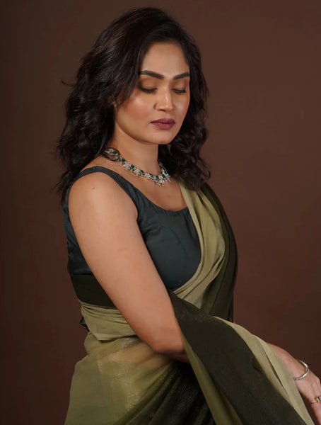 Aam Panna Crushed Organza Ombré Saree