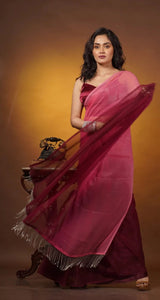 Pink Ombré Crushed Organza Saree