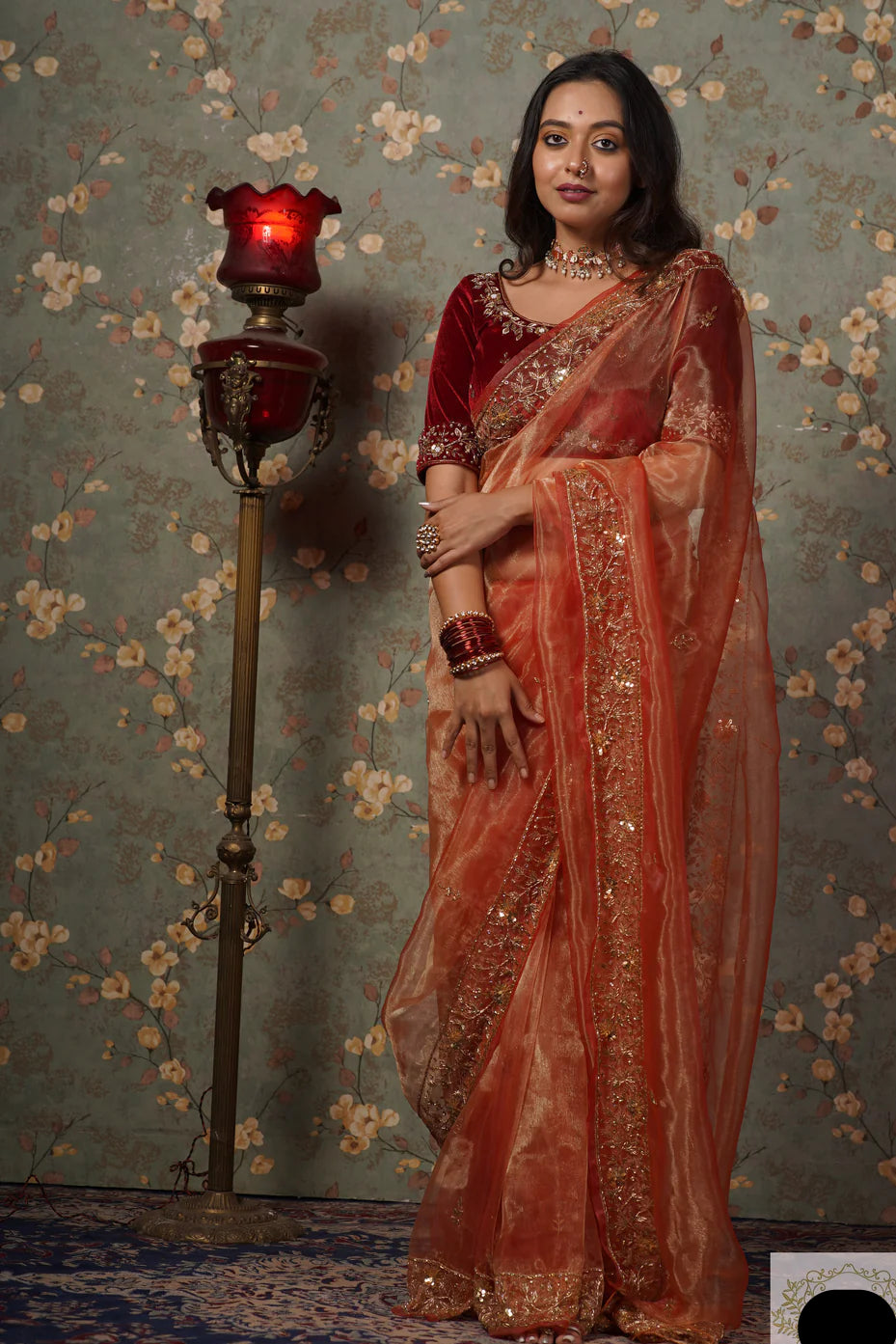 Marigold Glass Tissue Anaya Saree