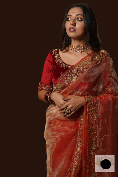 Marigold Glass Tissue Anaya Saree