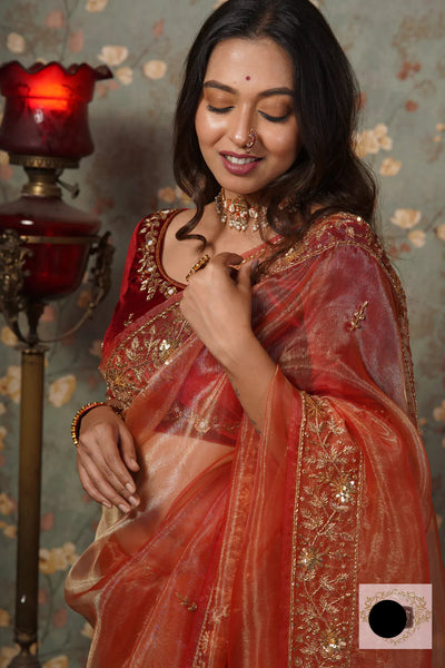 Marigold Glass Tissue Anaya Saree