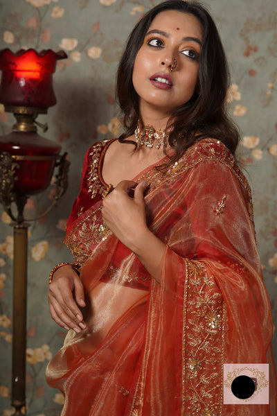Marigold Glass Tissue Anaya Saree