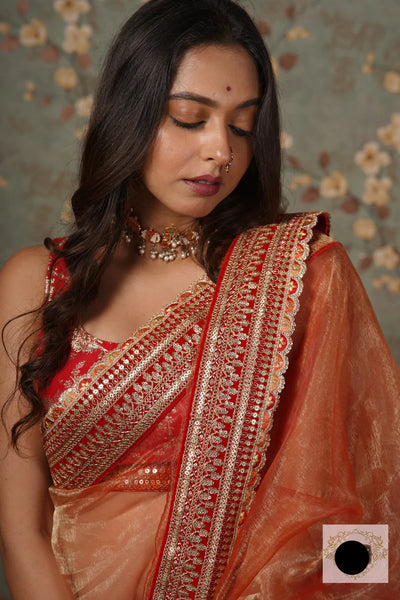 Marigold Shagun Glass Tissue Saree