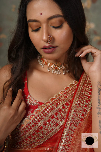 Marigold Shagun Glass Tissue Saree