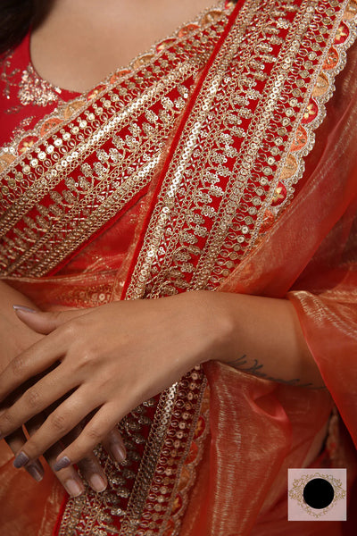 Marigold Shagun Glass Tissue Saree
