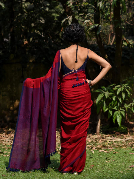 Red Handloom Silk Cotton Saree