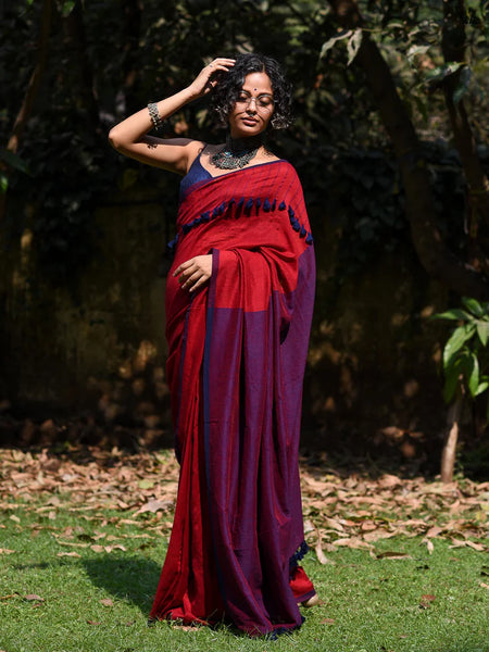 Red Handloom Silk Cotton Saree