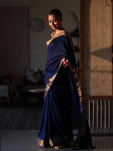 Blue Handloom Silk Cotton Saree