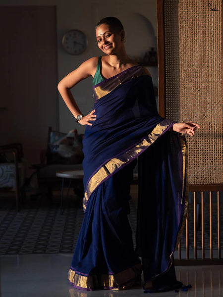 Blue Handloom Silk Cotton Saree