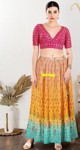 Readymade Art Silk Padded Back Open Elbow Sleeves Pink Saree Blouse