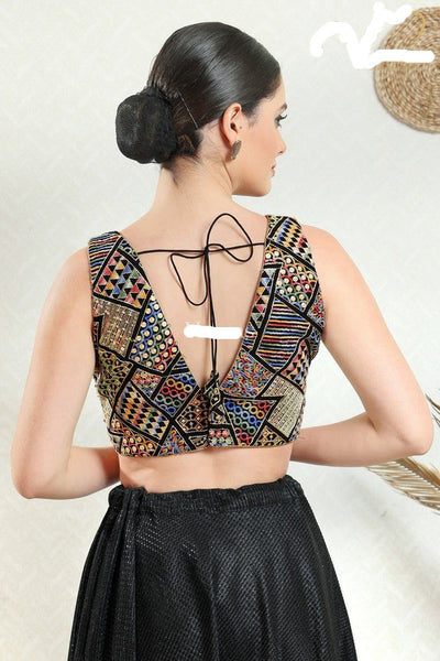 Readymade Georgette Padded Back Open Sleeveless Saree Blouse