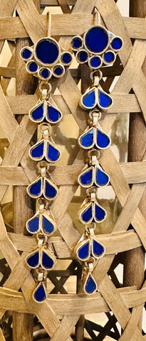 Blue long Glass Bead Earrings