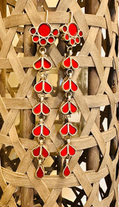 Red long Glass Bead Earrings
