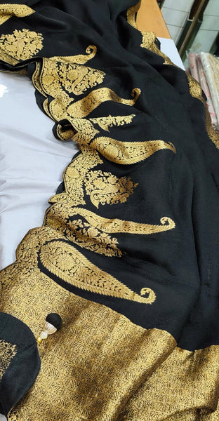 Black and Gold Soft Mashru Silk Saree