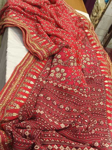 Rouge Georgette Chiffon Saree