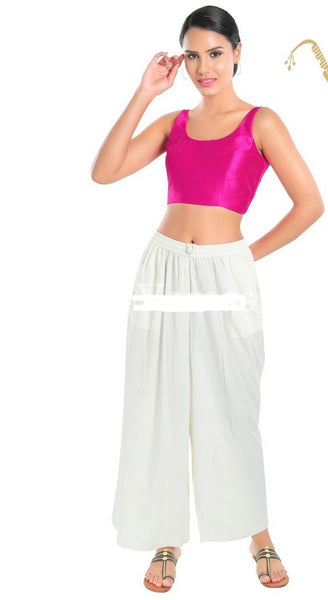 Readymade Dupion Silk Padded Back Open Sleeveless Pink Saree Blouse
