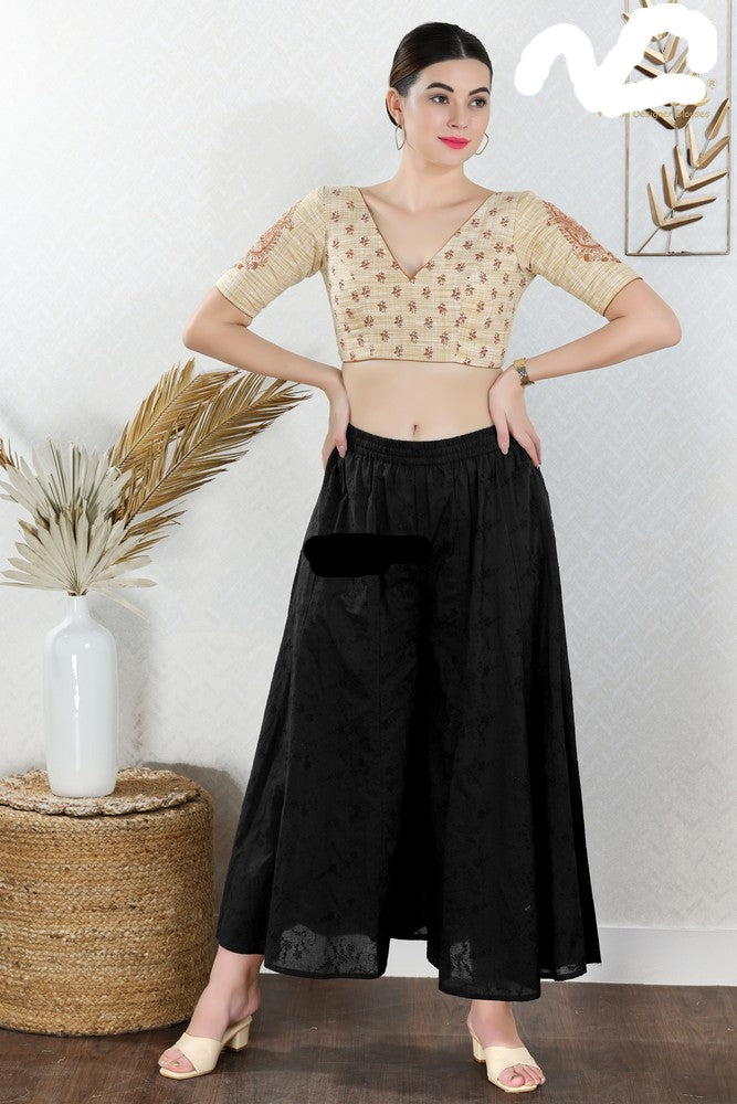 Readymade Cotton Padded Back Open Elbow Sleeves Saree Blouse