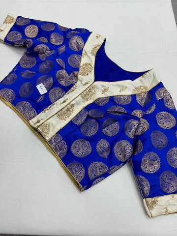 Readymade Royal Blue Banarasi Brocade Blouse