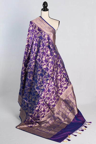 Katan Banarasi Silk Saree in Eggplant Purple
