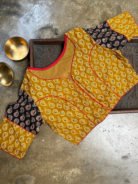 Readymade Pure Cotton Ajrakh Blouse with Embroidery Blouse