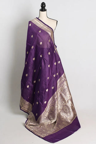 Purple Tussar Georgette Banarasi Saree
