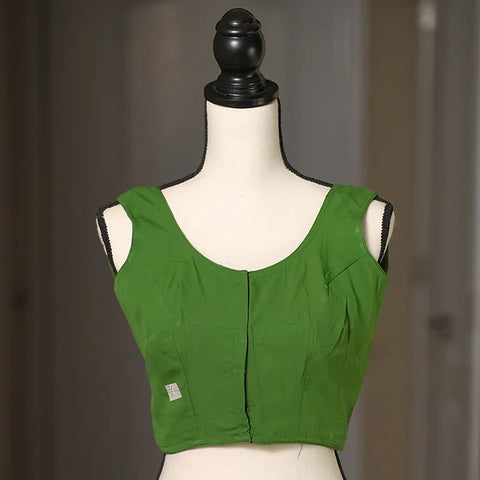 Readymade Green Sleeveless Designer Saree Blouse