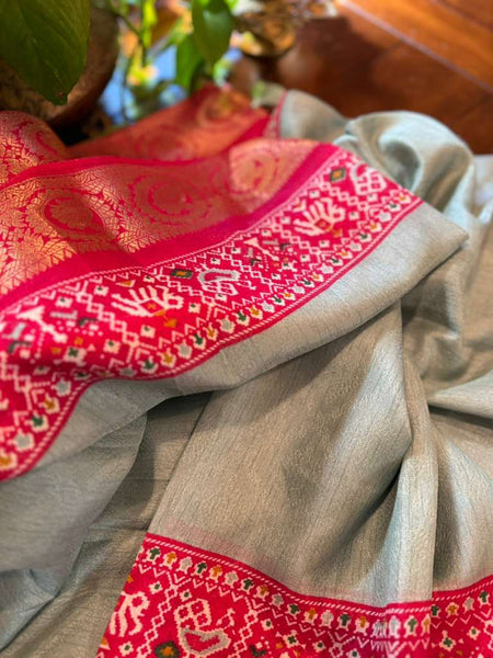 Patola print matka tussar silk cotton saree!