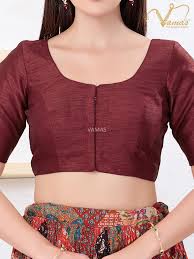 Maroon Mulberry Silk Readymade Blouse