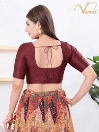 Maroon Mulberry Silk Readymade Blouse