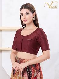 Maroon Mulberry Silk Readymade Blouse