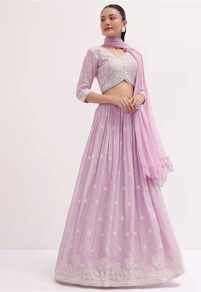 Georgette Lehenga in Light Purple