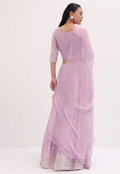 Georgette Lehenga in Light Purple