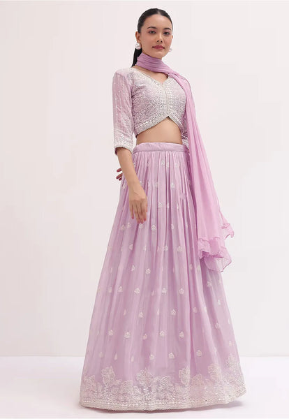 Georgette Lehenga in Light Purple