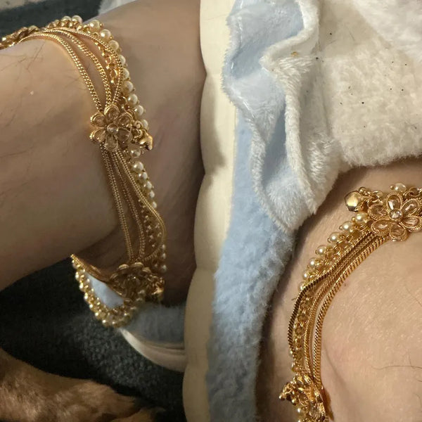 Bridal Gold Plated Anklet Pair